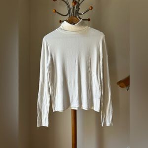Plain Cream Female Turtleneck Long Sleeve Shirt